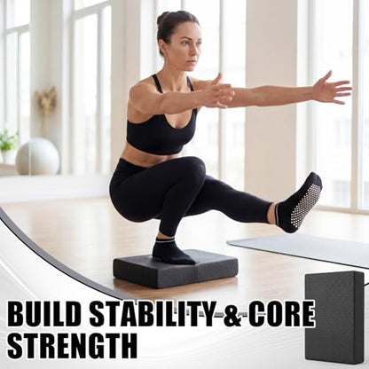 11 Pcs Exercise Balance Pad and Yoga Kits for Home Workouts with Resistance Bands, Yoga Blocks, Stretch Strap, Massage Ball, Pilates Socks Fitness and Stability Training Physical Therapy