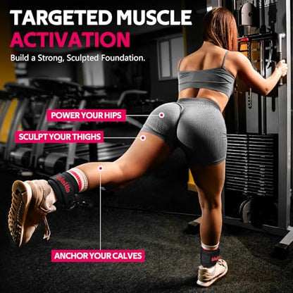 WALITO Gym Ankle Straps for Cable Machines Women & Men - Glute Kickback Ankle Cuff, Adjustable Cable Machine Accessories for Leg Extensions, Hip Abductors & Lower Body Workouts