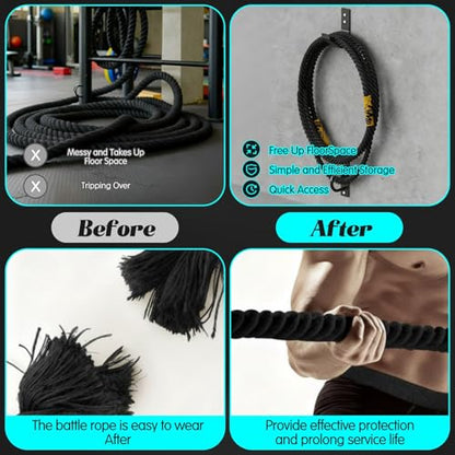 Battle Rope Wall Mount Kit with Anchor Strap Heavy Duty Steel Battle Rope Wall Mount Kit with Anchor & Storage Hook and Reinforced Nylon Strap, Easy and Fast Setup