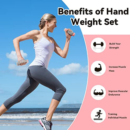 Sportneer Hand Weights for Women, Walking Weights Set 6pcs (1lb, 2lb, 3lb Each) Soft Dumbbells with Hand Strap for Home Workout, Running, Physical Therapy, Aerobics