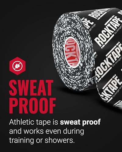 RockTape Extra Sticky Kinesiology Tape - Athletic Tape for Muscle Pain Relief, Injury Recovery - Microscopic Skin Lifting & Decompression - Sweat & Water Resistant - color: Logo Black, style: EXTRA STICKY