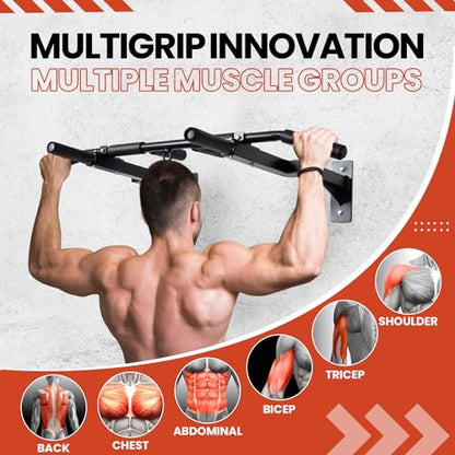 Yes4All Multi-Grip Wall Mount Pull-Up Bar, 16 Inches & 24 Inches Reversible Stud and Wall Compatibility Mounted Pull Up Bar Design, Solid Construction Strength Training - color: A. Wall and 16" or 24" Stud Mounted Chin Up Bar