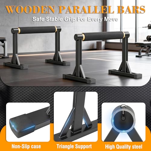 GanFindX Wooden Parallel Bars 12/10-14" 600LB Capacity for Home Gym - size: 12"