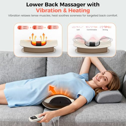 Quadruple Fusion Lower Back Massager for Back & Sciatica Pain Relief, Back Stretcher for Spinal Decompression, Lumbar Traction Device with Rocking Stretch & Height Adjust, Relaxation & Exercise Gift