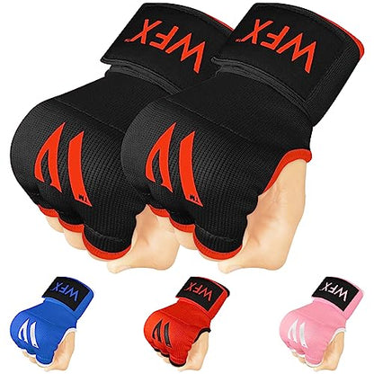 WFX Kids Junior Boxing Hand Wraps Inner Gloves Gel Padded Elasticated Padded Fist Under Gloves Pair Combat Sports for Young Fighters Gel Boxing Hand Wraps - color: Black