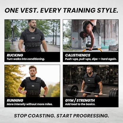 MVRK Weighted Vest Men 15lbs/25lbs/35lbs/45lbs/65lbs/100lbs – No-Bounce Adjusable Heavy Duty Rucking & Strength Training Vest with Removable Iron Weights for Calisthenics, HIIT, Hydrox