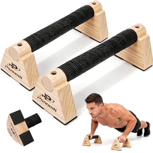 Push Up Bars, Wooden Parallettes Bars 2PCS, Calisthenics Equipment with Non-Slip Base, Perfect Pushup & Calisthenics Bar, Push Up Handles for Floor, and Pushup Handles for Men