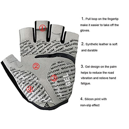 Men & Women Cycling Gloves - 5mm Padded Half Finger Breathable Mountain & Road Biking Gloves - color: Black-b, size: Small