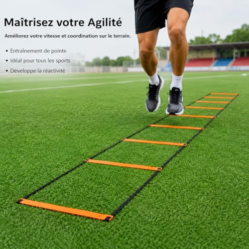 Kids Agility Ladder, Speed Ladder Training for Football & Soccer, 15ft Agility Speed Ladder with Storage Bag, Team Conditioning Equipment, Flitting Agility Ladder 8 Grid - style: Flitting Agility Ladder 8 Grid