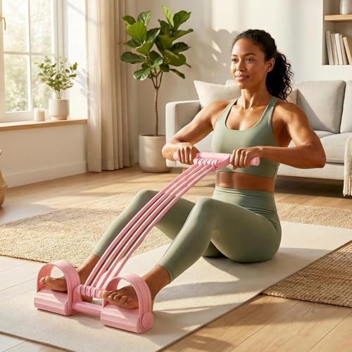 Upgrade Pedal Resistance Bands with Handles, 2026 New Multifunction Tension Rope with 8 Tube Exercise Band, Home Gym Elastic Yoga Pedal Puller Stretch Bands for Full Body Workout, Yoga, Arm - color: Pink