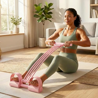 Upgrade Pedal Resistance Bands with Handles, 2026 New Multifunction Tension Rope with 8 Tube Exercise Band, Home Gym Elastic Yoga Pedal Puller Stretch Bands for Full Body Workout, Yoga, Arm - color: Pink