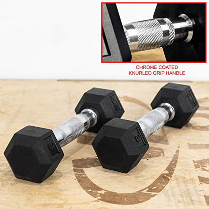 Hex Dumbbells with Rubber Coating (3-70lbs) by Valor Fitness