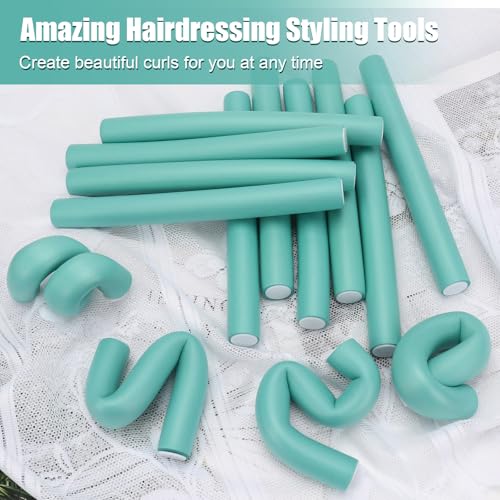 18 Pcs Heatless Hair Curlers 9.45 x 1 Inch Flexible Curling Rods Soft Foam Rollers No Heat Bendable Hair Rods Roller for Women Short Medium Long Hair, Sleep-In (Random Color) - color: 9.45" x 1"