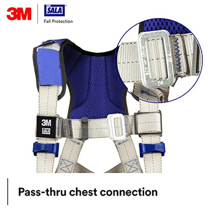 3M DBI-SALA ExoFit X100 Comfort Vest Safety Harness Fall Protection, OSHA, ANSI, General Purpose, 1 D-Ring, Tongue Buckle Leg Strap, Pass-through Chest Buckle, Zinc Plated Steel, 1401001, Medium - size: Medium