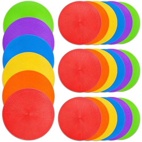 Poly Spot Markers 4 inch/9 inch Non-Slip Rubber Agility Training Markers Floor Dots Flat Field Cones for Football, Soccer, Basketball, School Exercise Drills, Dance Practice - style: 4.73 inch 24 Pcs (TPE)