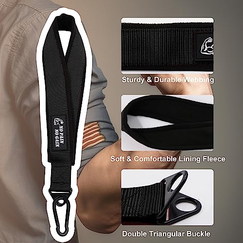 Arm Wrestling Training Strap Belt Hand Grip Arm Finger Forearm Exerciser Strengthener for Cable Machine and Free Weight - color: black with 18mm loading pin
