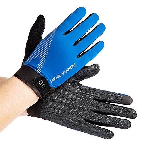 YHT Workout Gloves, Full Palm Protection & Extra Grip, Gym Fishing Fencing Gloves for Weight Lifting, Training, Fitness, Exercise (Men & Women) - color: Blue, size: Large