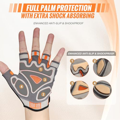 Cycling Gloves Elastic Half Finger Bicycle Gloves Anti-Slip Shock Absorbing Padded MTB/Road Biking Gloves for Men/Women