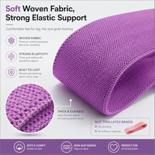 Resistance Bands Set 3 Pack Woven Non Slip 3 Resistance Levels for Home Fitness Yoga Pilates Booty Workout for Women Men