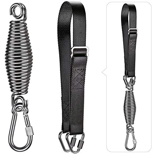 Dolibest Punching Bag Hangers Strap, Heavy Bag Strap Hanger for Home Gym Training Workout Fitness Conditioning Pull Ups and Dips Exercises Equipment - color: Black with spring