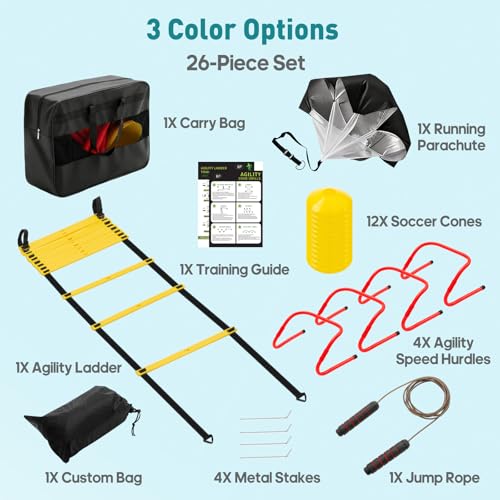OLIXIS Soccer Football Agility Training Equipment with 4 Adjustable Hurdles - color: Yellow