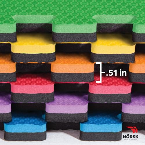 Dual-Sided Reversible 1/2" Foam Exercise Mats for Home Gym - Interlocking EVA Foam Tiles