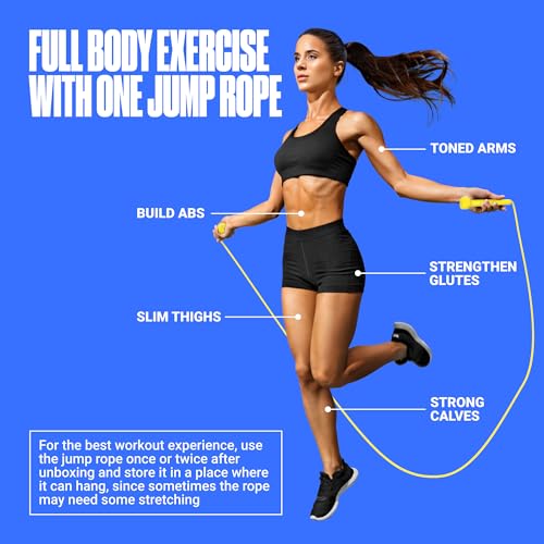 SPORTBIT Adjustable Jump Rope for Fitness and Exercise - color: Yellow