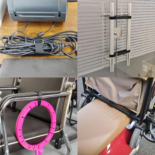 18 inch Extend Cable Strap and Adjustable Securing Strap with Buckle - 12 PCS Reusable Hook and Loop Fastening Nylon Cable Tie Wrap