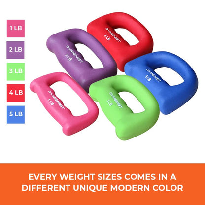 GYMENIST Set of 2 Hand Shaped Neoprene Exercise Workout Jogging Walking Cardio Dumbbells Pair
