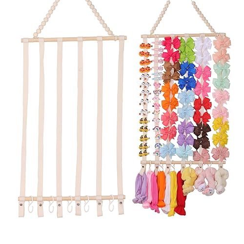 Bow Organizer for Girls Baby Headband Holder Bow Holder for Kids Hair Accessory Storage Headband Organizer for Girls Wall Room Baby Nursery Decors (Beige) - color: Beige-06