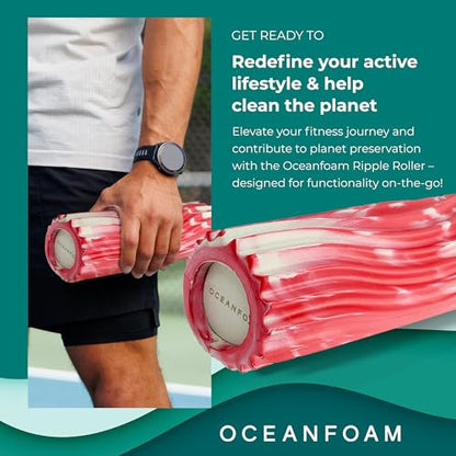 Oceanfoam Ripple Roller Small Foam Roller for Physical Therapy, Red Marbled - color: Red Marbled