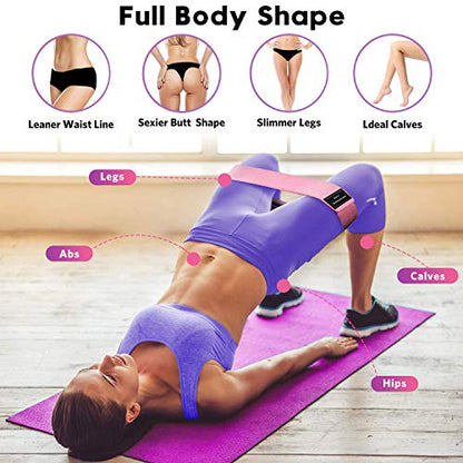 Bundle Set of 8 Resistance Bands for Workout, 3 Fabric Booty Bands and 5 Latex Exercise Bands with 2 Portable Bags