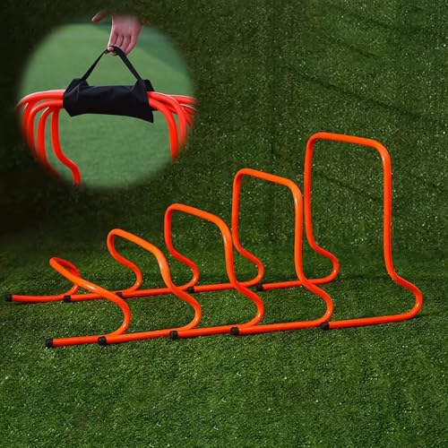 Football Hurdles Soccer Training Agility Hurdles, 5 Pack Different Height Mini Speed Hurdles with Carry Strap, Portable Workout Jumping Hurdles Obstacles Bar