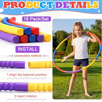 Toy Hoop Detachable Plastic Hoops Exercise Equipment Toy Adjustable Rings for Sports Party Game Dance Pet Training - color: Rainbow Bright Mix