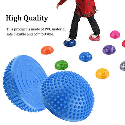 2Pcs/Lot Hedgehog Balance Pods, Ball Massage Foot Sports Balance Hedgehog Half Ball Pimples Pilates Ball for Yoga Fitness Gymnastics Exercise (Color : Blue) Half Foam Roller