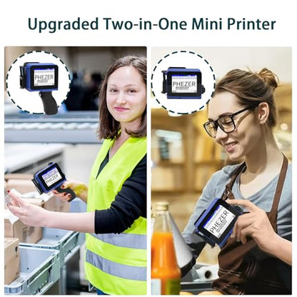 Phezer Mini Handheld Inkjet Printer PC11 for Flat and Curved Surface, with Touch Screen and Quick-Drying Ink Cartridge, Portable Pocket Marking Device for Label/Date/Barcode/Logo/Qrcode/Batch Number - color: PC11 Mini Printer