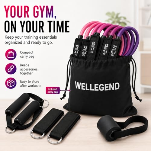 Resistance Bands Set with Handles, Door Anchor & Ankle Straps, 100 lbs Stackable Exercise Bands, 5 TPE Resistance Tubes for Home Workout, Strength Training, Yoga & Pilates