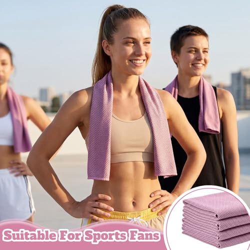 Honoson 30 Pack Cooling Towels 27"x16" Microfiber Neck Cooling Towel with Pouches, Reusable Sports Towel for Gym Running Golf Workout Outdoor Heat(Pink)