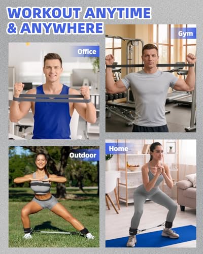 Resistance Bands Set – Resistance Band and Adjustable Ankle Exercise Bands with Cuffs Great Equipment for Training, Working Out, Yoga,Home Gym with Training Guidance & Carry Bag,Set of 8