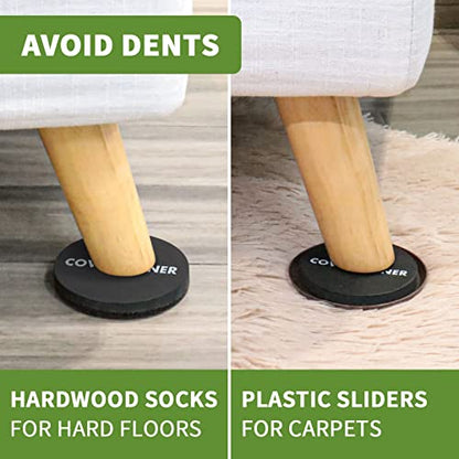 Furniture Sliders for Carpet and Hardwood, 8 PCS 3 1/2", Brown - size: Round 8 PCS 3 1/2'' Brown