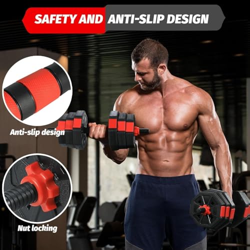 Adjustable Dumbbell Set, 44/66/88Lbs 4-in-1 Free Weights for Home Gym, Converts to Kettlebell & Barbell with Connector, Non-Slip Grip, Ideal for Men & Women Strength Training