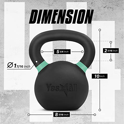 Yes4All Powder Coated Cast Iron Kettlebell, Single Deep Blue, 40 KG / 88 LB - color: Green, style: A. Single