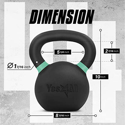 Yes4All Powder Coated Cast Iron Kettlebell, Single Deep Blue, 40 KG / 88 LB - color: Green, style: A. Single