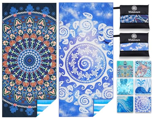 Widdonen Microfiber Beach Towel,Compact 2 Pack-71x32 Inch with Bag Travel - color: 2 Pack Mandala