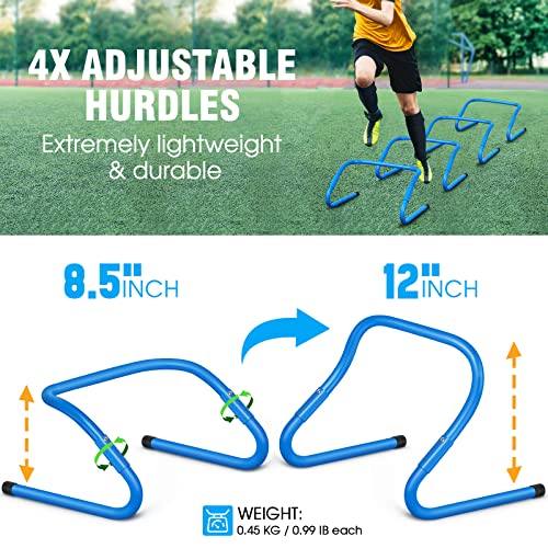 Agility Ladder Speed Training Equipment Set-20ft Agility Ladder,12 Soccer Cones,4 Hurdles, Jump Rope, Running Parachute| Basketball Football Soccer Training Equipment for Kids Youth Adults