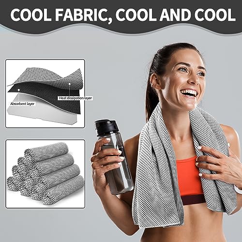 Honoson 10 Pcs Cooling Towel Bulk - Neck & Face Cool Chilly Towels Microfiber Breathable Sport Sweat Rag for Gym, Yoga, Travel, Camping, Running, Outdoor (Grey) - color: Grey