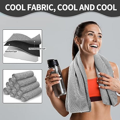Honoson 10 Pcs Cooling Towel Bulk - Neck & Face Cool Chilly Towels Microfiber Breathable Sport Sweat Rag for Gym, Yoga, Travel, Camping, Running, Outdoor (Grey) - color: Grey