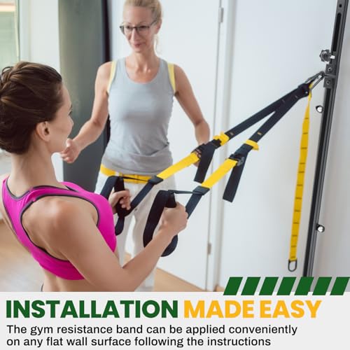 Resistance Bands Wall Mount System Adjustable Wall Anchor 35.5in Metal Gym Station for Exercises Home Fitness Workout Athletic Training,Resistance Bands Not Included