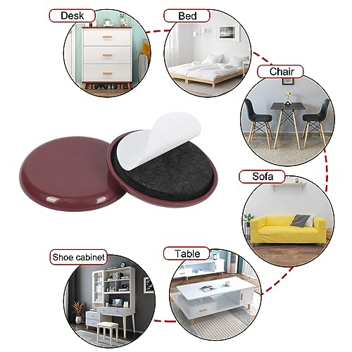 Shintop 12pcs 2 in Furniture Sliders for Carpet and Hardwood Floors - size: 12pcs 2" Brown