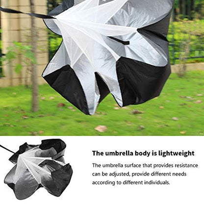 Professional Speed Resistance Training Parachute, 5 to 15kg Adjustable Drag Power Umbrella for Running, Strength and Agility Exercise Includes Carry Bag, Black